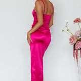 Fayth Split Open Wrap Maxi Dress Fuchsia