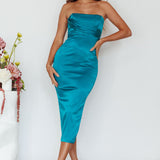 Still Mine Strapless Midi Dress Green