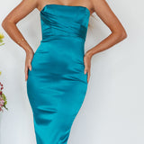 Still Mine Strapless Midi Dress Green