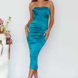 Still Mine Strapless Midi Dress Green