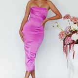 Still Mine Strapless Midi Dress Purple