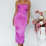 Still Mine Strapless Midi Dress Purple