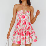 Horizons Frill Trim Mini Dress Floral Pink