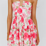 Horizons Frill Trim Mini Dress Floral Pink