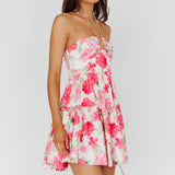 Horizons Frill Trim Mini Dress Floral Pink