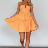 Sherbet Sunset Tied Neck Mini Dress Orange