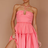 Horizons Frill Trim Mini Dress Pink