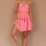 Horizons Frill Trim Mini Dress Pink