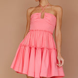 Horizons Frill Trim Mini Dress Pink