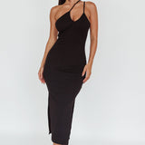 Planets Align Double Strap Midi Dress Black