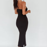 Planets Align Double Strap Midi Dress Black