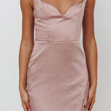Winter Moon Strapless Lace Trim Midi Dress Dusty Pink