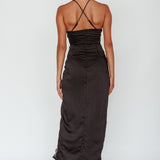 Winter Moon Lace Trim Midi Dress Black