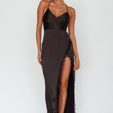 Winter Moon Lace Trim Midi Dress Black