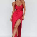 Winter Moon Lace Trim Midi Dress Wine