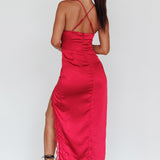 Winter Moon Lace Trim Midi Dress Wine