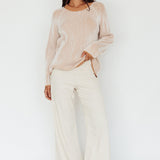 Lyris Button Detail Wide Leg Pants Natural
