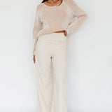 Lyris Button Detail Wide Leg Pants Natural