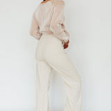 Lyris Button Detail Wide Leg Pants Natural