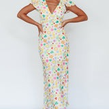Long Summer Flutter Sleeve Maxi Dress Printed White