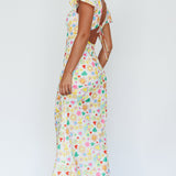 Long Summer Flutter Sleeve Maxi Dress Printed White