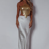Turn It Up Circle Chain Halter Top Gold