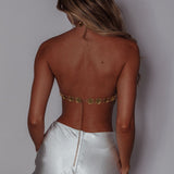 Turn It Up Circle Chain Halter Top Gold