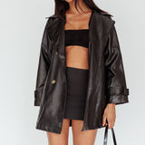 Noa Faux Leather Belted Jacket Black