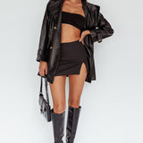 Noa Faux Leather Belted Jacket Black