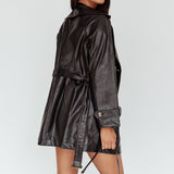 Noa Faux Leather Belted Jacket Black