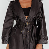 Noa Faux Leather Belted Jacket Black