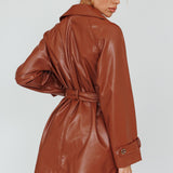 Noa Faux Leather Belted Jacket Terracotta