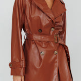 Noa Faux Leather Belted Jacket Terracotta