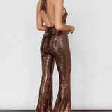 Moon In Leo Halterneck Jumpsuit Bronze