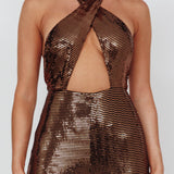 Moon In Leo Halterneck Jumpsuit Bronze