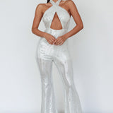Moon In Leo Halterneck Jumpsuit Silver