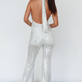 Moon In Leo Halterneck Jumpsuit Silver