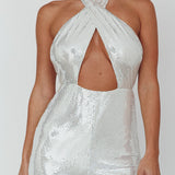 Moon In Leo Halterneck Jumpsuit Silver