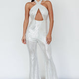 Moon In Leo Halterneck Jumpsuit Silver