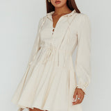 Waverly Long Sleeve Mini Dress Beige