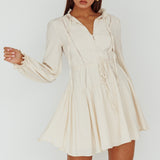 Waverly Long Sleeve Mini Dress Beige