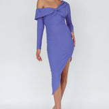 Annalora One-Shoulder Long Sleeve Midi Dress Blue