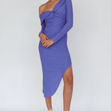Annalora One-Shoulder Long Sleeve Midi Dress Blue