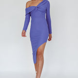 Annalora One-Shoulder Long Sleeve Midi Dress Blue