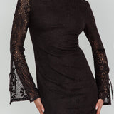Kalia Long Sleeve Lace Midi Dress Black
