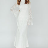 Kalia Long Sleeve Lace Midi Dress Cream