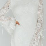 Kalia Long Sleeve Lace Midi Dress Cream