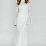 Kalia Long Sleeve Lace Midi Dress Cream