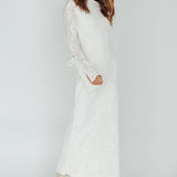 Kalia Long Sleeve Lace Midi Dress Cream