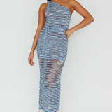 Tyanna One-Shoulder Knit Midi Dress Blue Multi